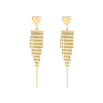 Елегантни дамски висящи обеци в златист цвят