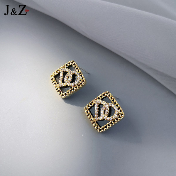 Дамски обеци с  камъни - златист цвят