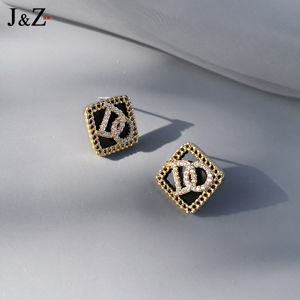 Дамски обеци с  камъни - златист цвят