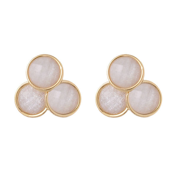 Нов модел дамски обеци с бял камък - златист и сребрист цвят