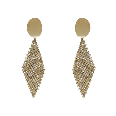 Елегантни дамски обеци с камъни в златист цвят