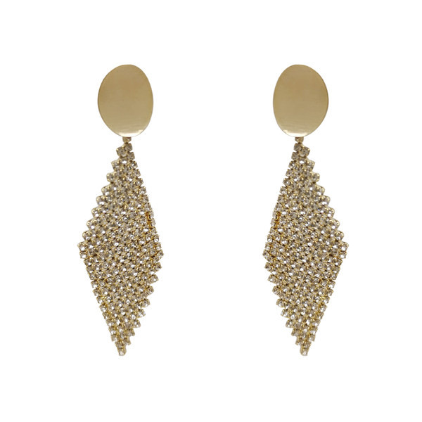 Елегантни дамски обеци с камъни в златист цвят