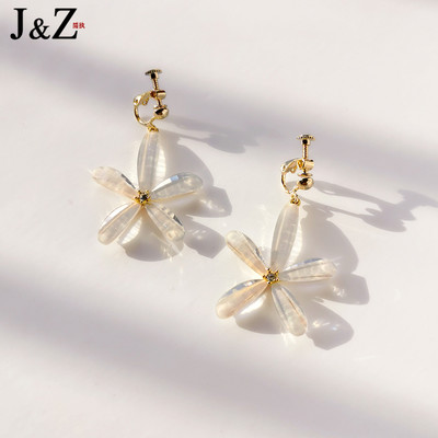 Висящи дамски обици с цветя и камъни