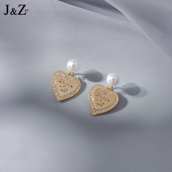 Cercei de damă din aur cu pietre și perle