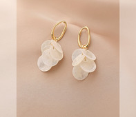 Дамски обеци с висулка миди дискове с златист цвят