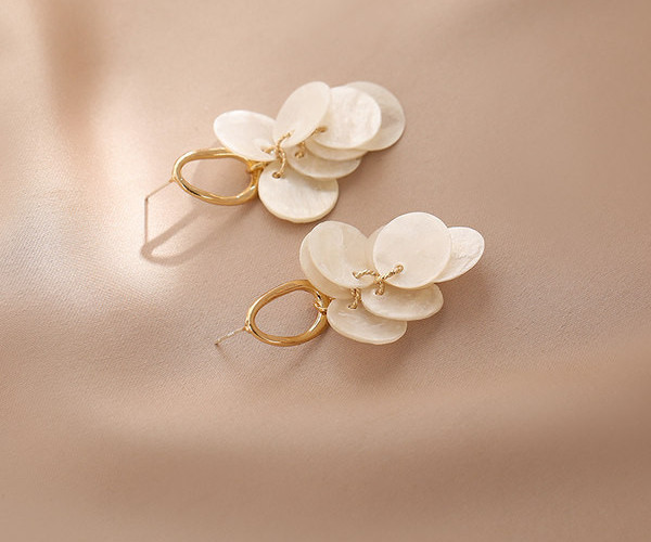 Дамски обеци с висулка миди дискове с златист цвят