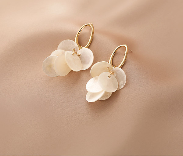 Дамски обеци с висулка миди дискове с златист цвят