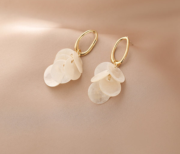 Дамски обеци с висулка миди дискове с златист цвят