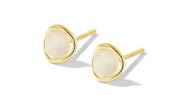 Стилни дамски кръгли обеци с декоративна перла