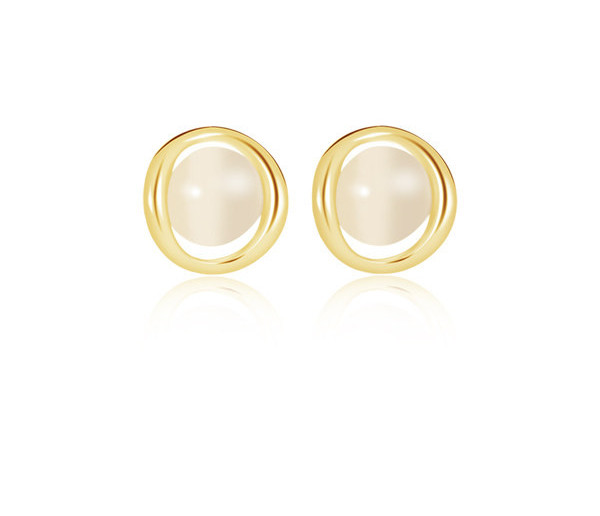 Стилни дамски кръгли обеци с декоративна перла