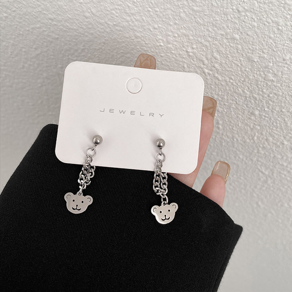 Дамски обеци с верижка с аксесоар мече