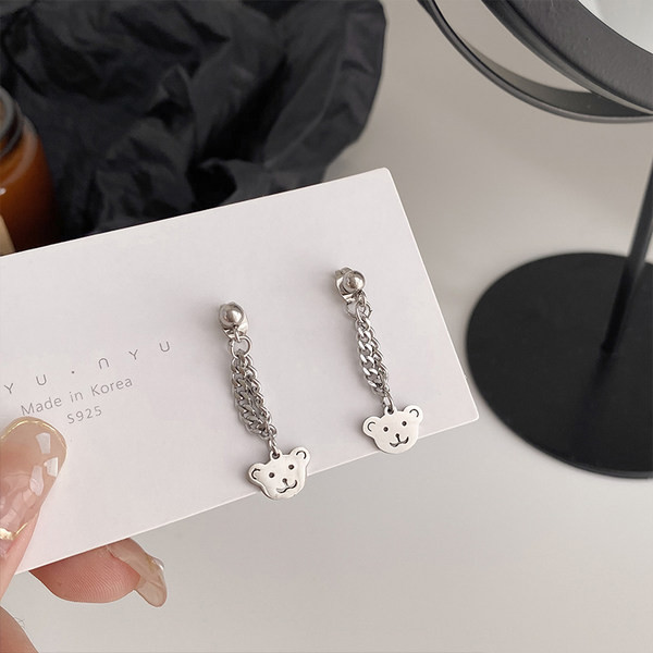 Дамски обеци с верижка с аксесоар мече