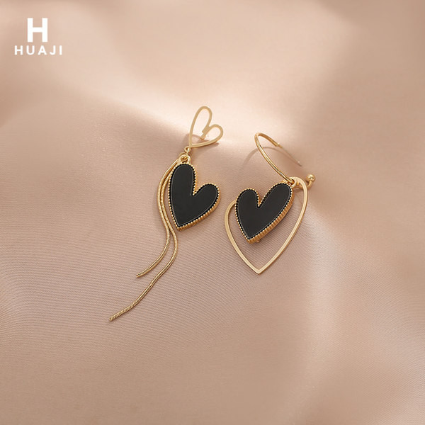 Aktuelne ženske naušnice dugi model sa privjeskom u obliku srca