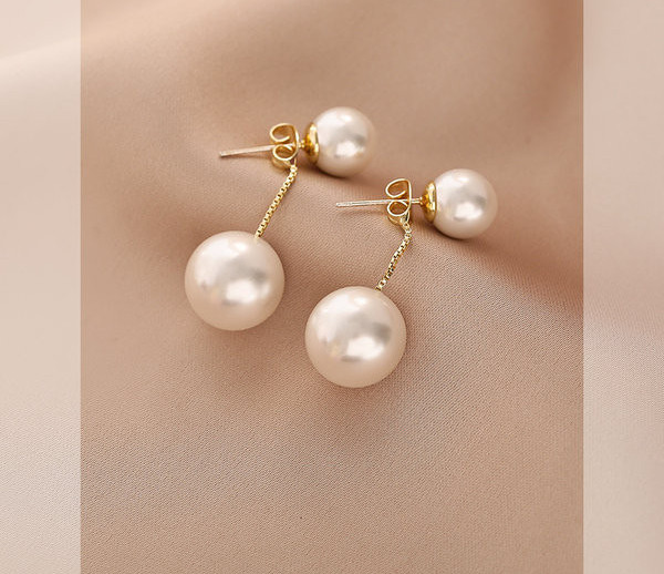 Γυναικεία σκουλαρίκια με μενταγιόν και πέρλες