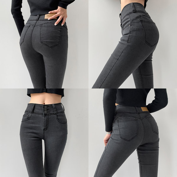 Класически дамски дънки в три цвята с висока талия