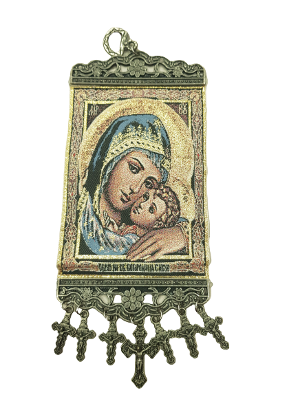 Икона , Богородица Йерусалимска,машинно тъкана ,23х10 см