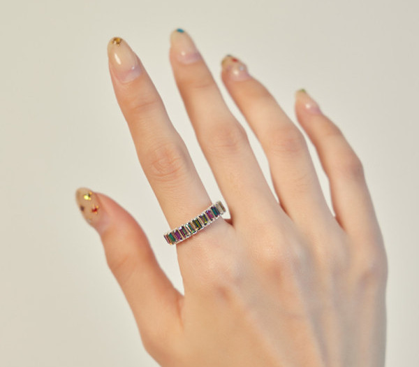 Ασημένιο ρυθμιζόμενο δαχτυλίδι με πέτρες