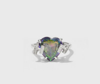 Κομψό γυναικείο δαχτυλίδι με διακοσμητικές πέτρες και καρδιά