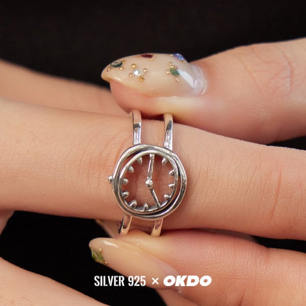 Γυναικείο στρογγυλό δαχτυλίδι - ασημί χρώμα