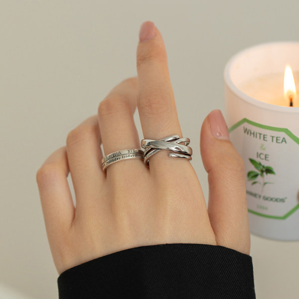 Γυναικεία ρυθμιζόμενα δαχτυλίδια σε τρία μοντέλα - ασημί χρώμα