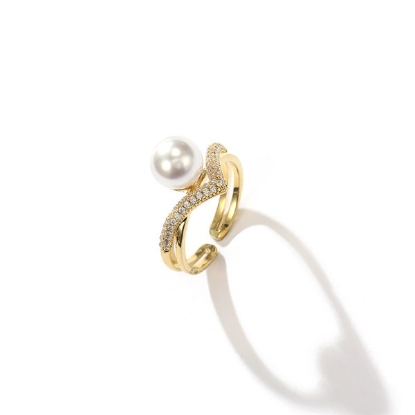 Γυναικείο δαχτυλίδι με πέτρες και μαργαριτάρι