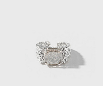 Κομψό γυναικείο ασημένιο δαχτυλίδι με δαχτυλίδι - ρυθμιζόμενο μοντέλο