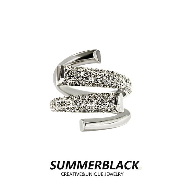 Γυναικείο δαχτυλίδι με πέτρες - ασημί χρώμα