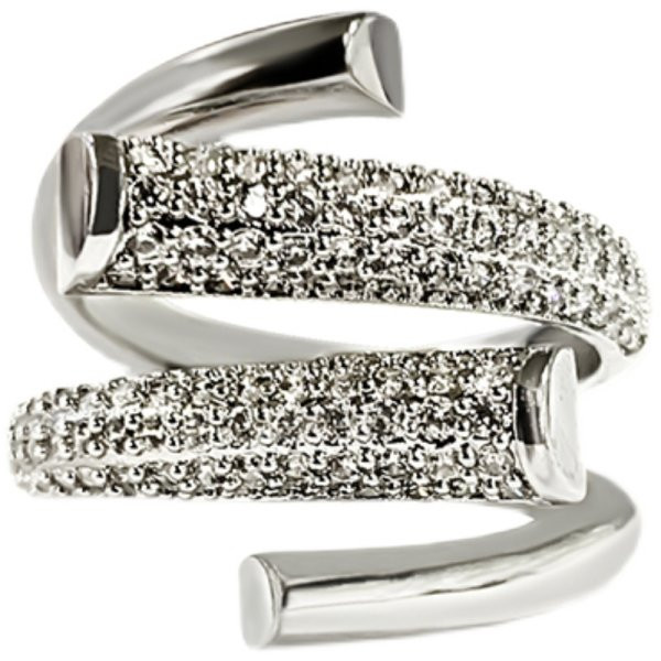 Γυναικείο δαχτυλίδι με πέτρες - ασημί χρώμα