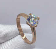 Γυναικείο κομψό δαχτυλίδι με διακοσμητική πέτρα σε δύο χρώματα