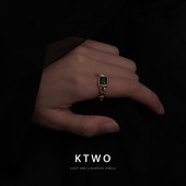 Ρυθμιζόμενο γυναικείο δαχτυλίδι σε χρυσό με πράσινη πέτρα