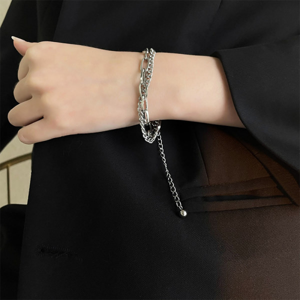 Βραχιόλι δύο σειρών σε ασήμι χρώμα