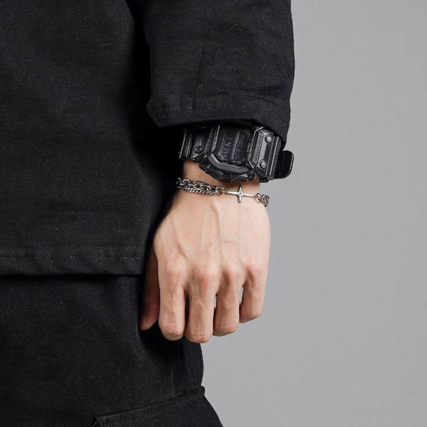 Τρέχον ανδρικό ασημένιο βραχιόλι