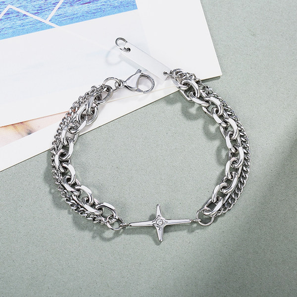 Τρέχον ανδρικό ασημένιο βραχιόλι