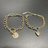 Βραχιόλι δύο σειρών σε χρυσό χρώμα με μενταγιόν - δύο μοντέλα