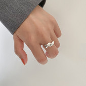 Μοντέρνο γυναικείο ασημένιο δαχτυλίδι μονόχρωμο μοντέλο