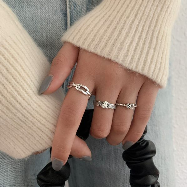 Ρυθμιζόμενα δαχτυλίδια σε ασήμι χρώμα - διαφορετικά μοντέλα