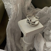 Srebrni podesivi prsten s pletivom