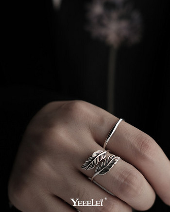 Ασημένιο γυναικείο δαχτυλίδι με διακόσμηση  φύλλα