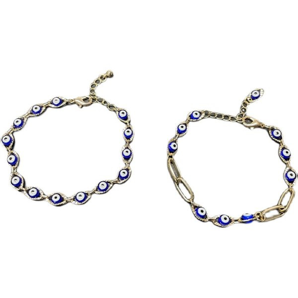Γυναικείο βραχιόλι σε χρυσό χρώμα με μπλε μάτι