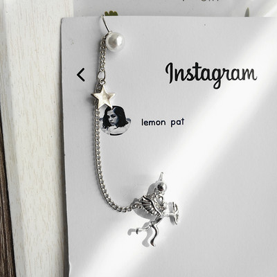 Γυναικεία αλυσίδα σκουλαρίκι με πέρλα, αστέρι και άγγελος