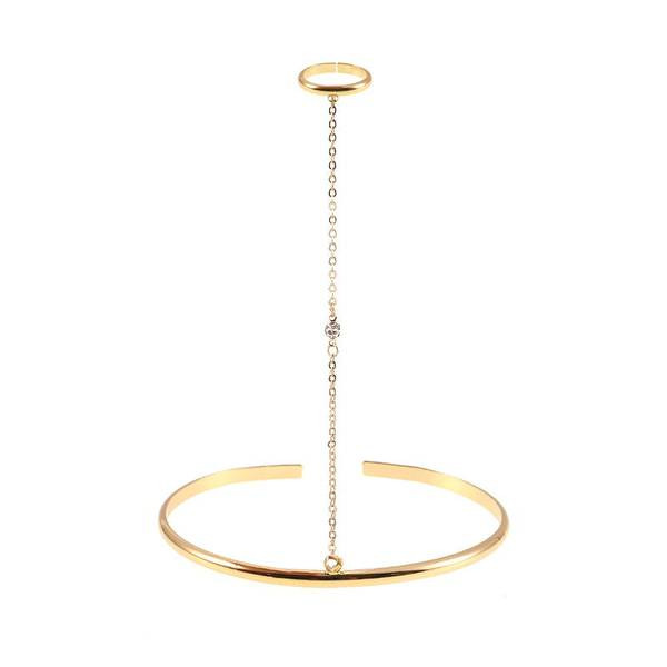 Дамска златиста гривна с пръстен