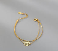 Γυναικείο διπλό βραχιόλι σε χρυσό χρώμα