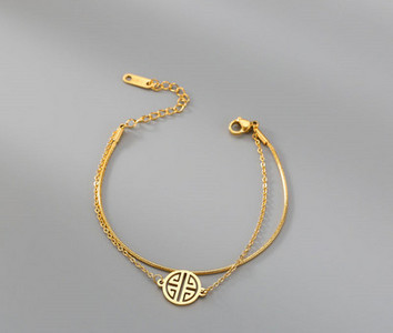 Γυναικείο διπλό βραχιόλι σε χρυσό χρώμα