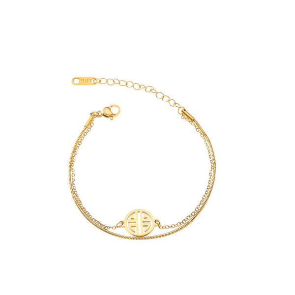 Γυναικείο διπλό βραχιόλι σε χρυσό χρώμα