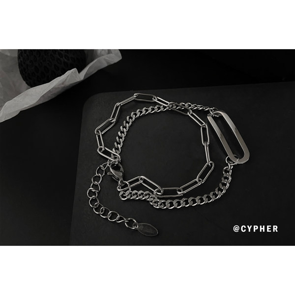 Ατσάλινο βραχιόλι δύο σειρών με πλέξιμο