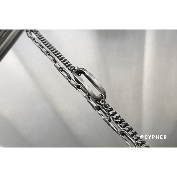 Ατσάλινο βραχιόλι δύο σειρών με πλέξιμο