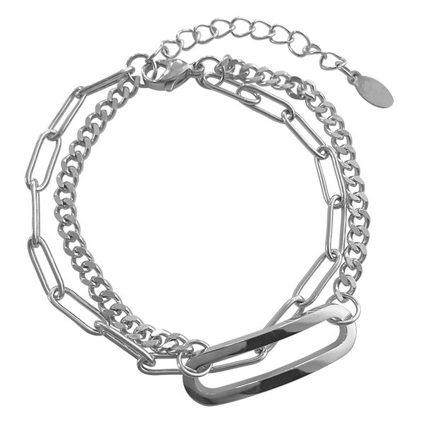 Ατσάλινο βραχιόλι δύο σειρών με πλέξιμο