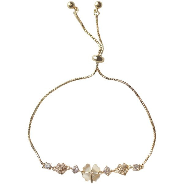 Γυναικείο μοντέρνο βραχιόλι με τετράφυλλο τριφύλλι και διακοσμητικές πέτρες