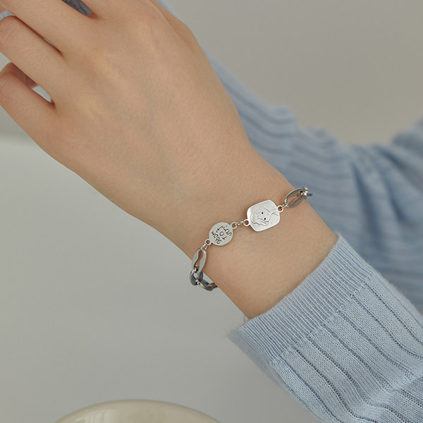 Γυναικείο ρυθμιζόμενο βραχιόλι σε ασημί χρώμα - φιλία