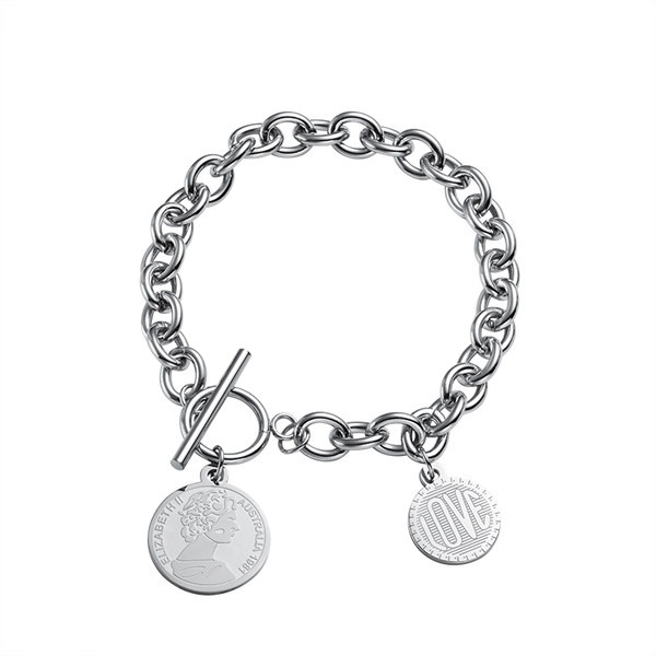 Γυναικείο βραχιόλι φαρδύ  σε ασήμι χρώμα με μενταγιόν